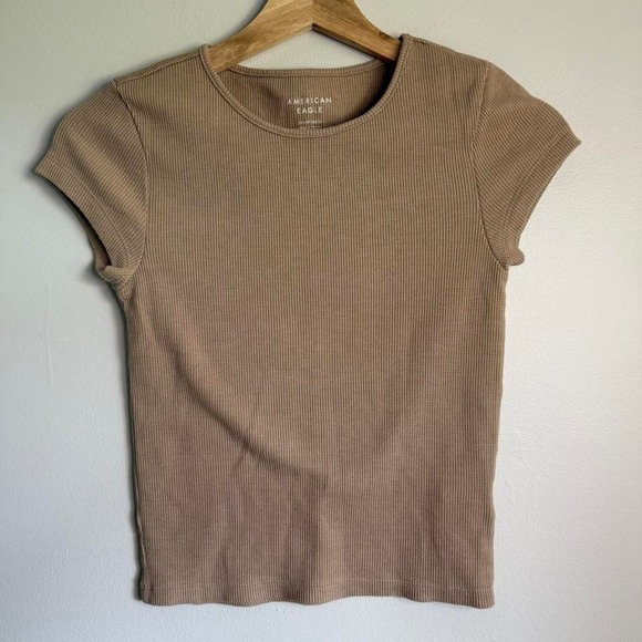American Eagle Outfitters Tops - Tan American Eagle short sleeve top women's xs